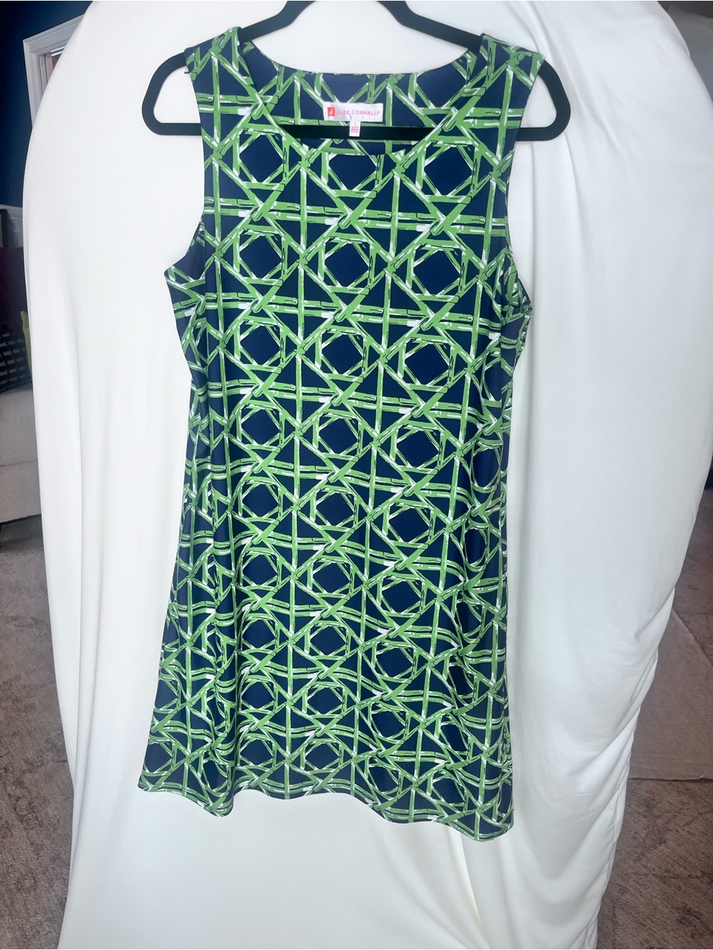 Jude Connally Bamboo Shift Dress in Navy and Green - Picture 7 of 11